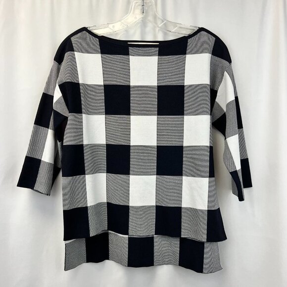 Nordstrom Collection Hi Low Navy White 3/4 Sleeve Pullover Sweater Size S - Picture 1 of 9